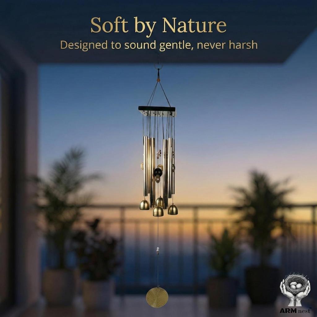 Wind Chime | Wind Chimes for Balcony | Wind Chimes for Home Positive Energy | Home Decoration(Golden,Pipe & Hanging Bells)