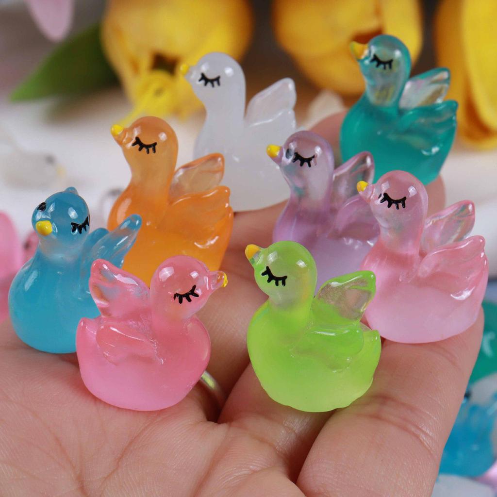 Resin Mini Luminous Animal Figurines - DIY Cartoon Toys for Micro Landscapes, Ideal Children's Gift