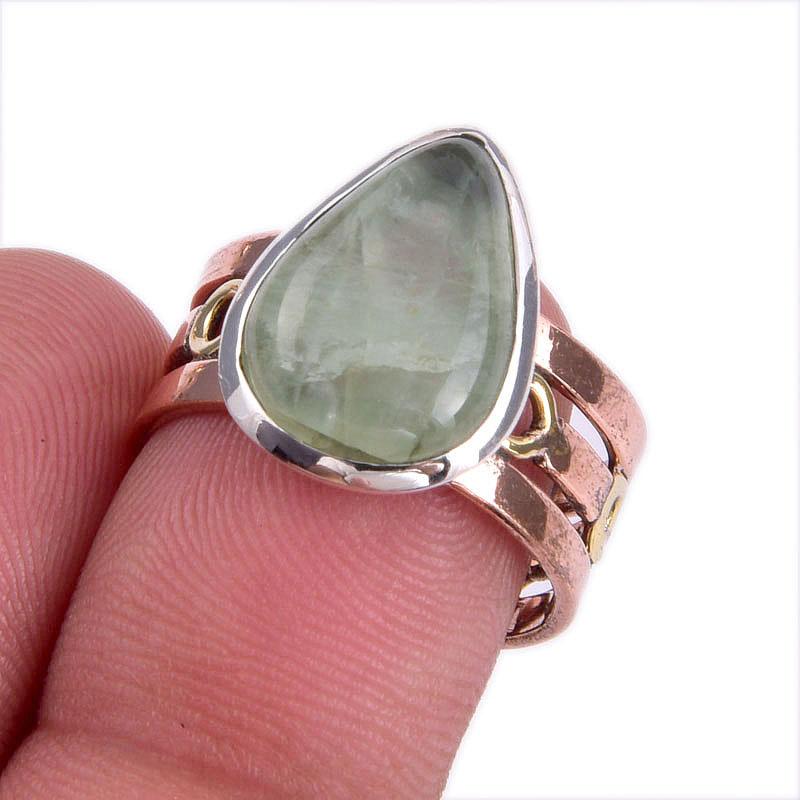 

Natural Aquamarine Gemstone Two Tone 925 Sterling Silver Jewelry Ring S.7.5 j4J75