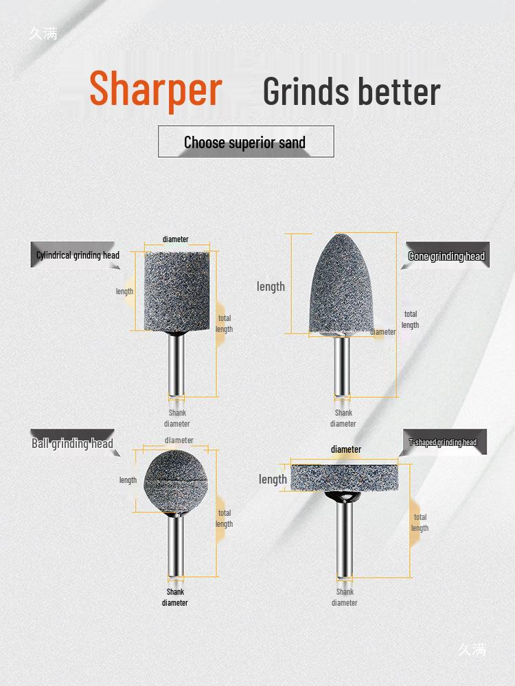 Cylindrical Sanding Head with Handle for Electric Grinder - Jade Carving and Polishing Tool