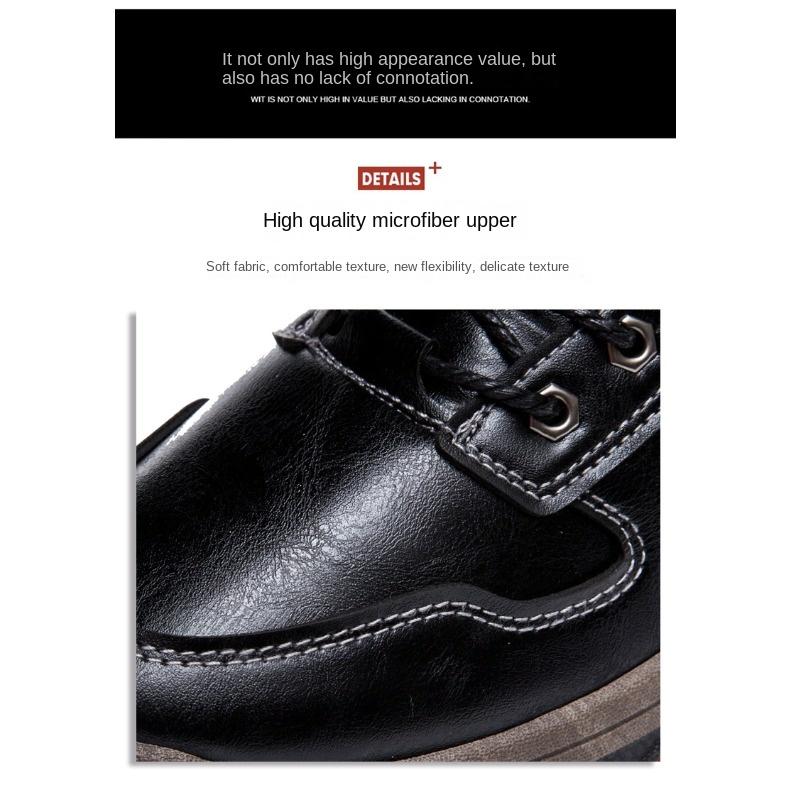 Spring and Autumn Outdoor Work Shoes Men's Sports Hiking PU Plus Cotton Warm Men's Shoes