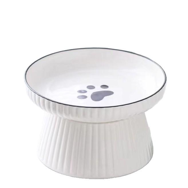 Large Ceramic Cat & Dog Bowl - Elevated Design for Cervical Protection, Wide Mouth, Garfield Cat-Suitable