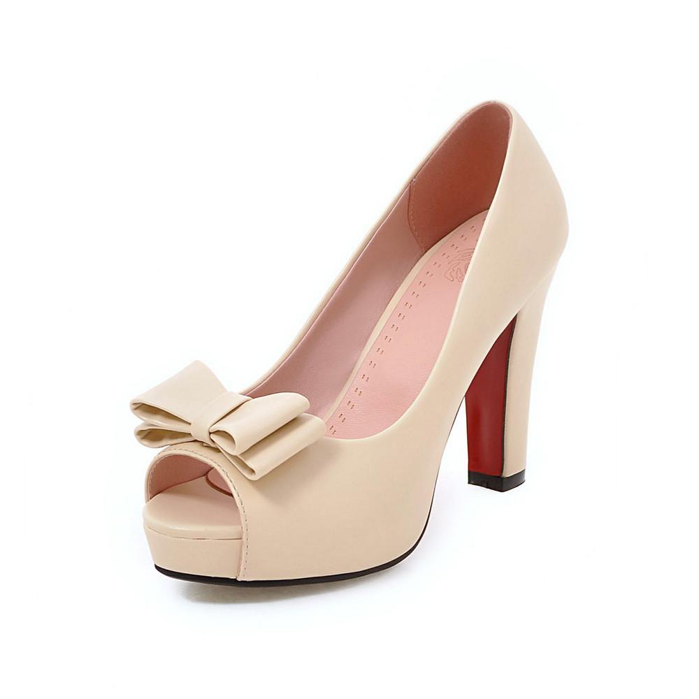 Fashion Summer Classic Female Platform High Heel Shoes Woman Pumps Sexy Open Toe Fish Mouth Shoes Woman Bowknot Ladies Party Sandals