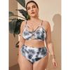 Print 2 Piece Plus Size Bikini Women Strapped Hollow Large Swimsuit High Waist Lady Swimwear Chubby Curvy Bathing Suit