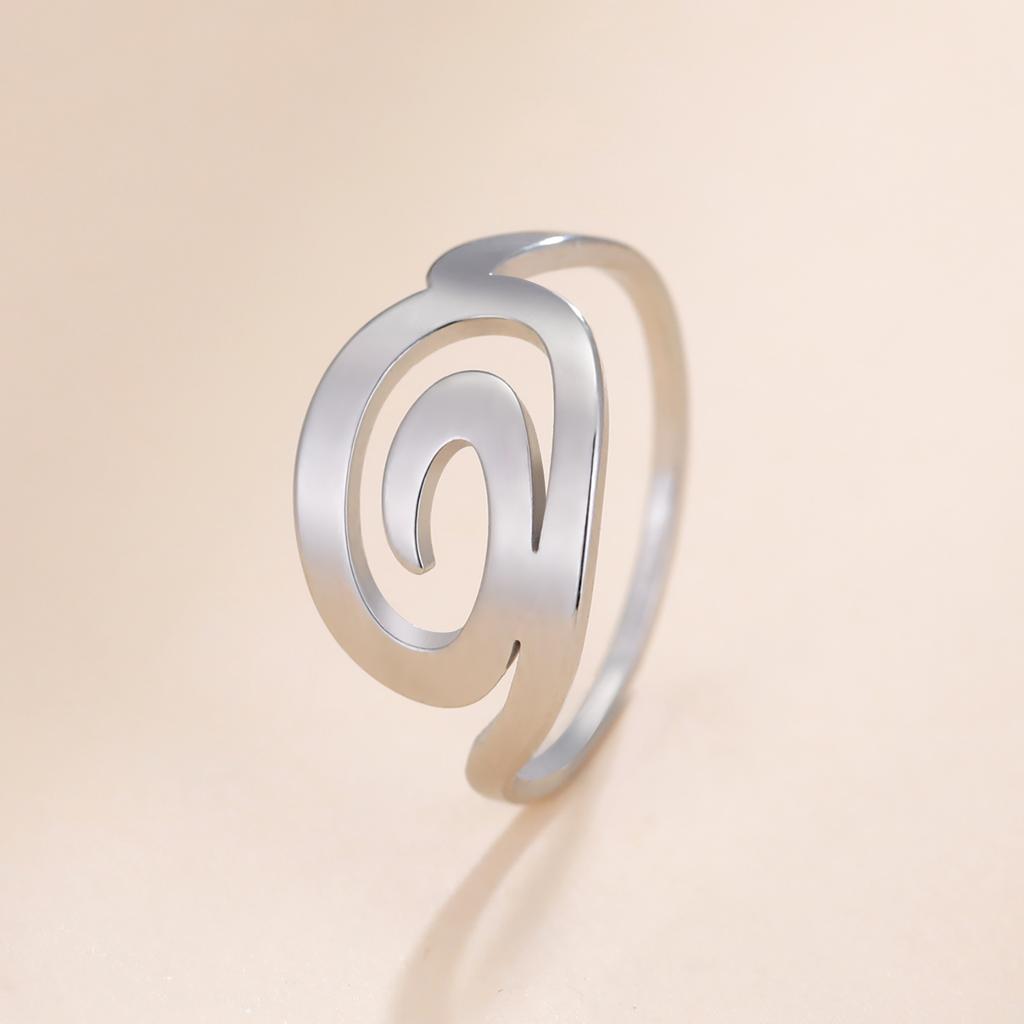 Irregular Swirl Spiral Ring Stainless Steel Women Minimalist Finger Rings Geometric Jewelry Birthday Gift