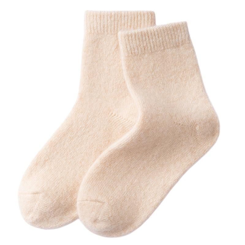Kids Cashmere Socks Unisex 100% Goat Wool Mid-Calf Solid Warm Fall Winter