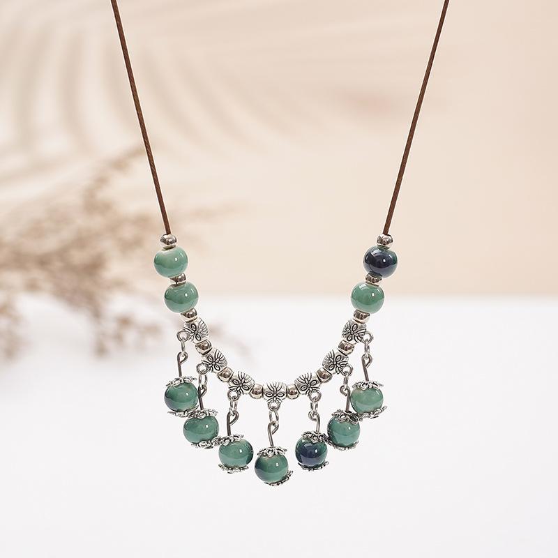 Ретро Этнический Стиль Керамическое Ожерелье Женская Длинная Цепочка для Свитера Шармы Аксессуары