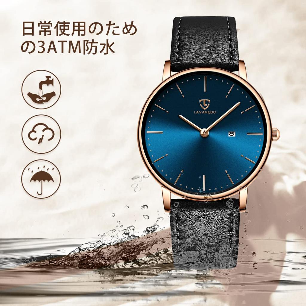 BEN NEVIS Casual Date Analog Quartz Leather Black Blue Dial Men's Watch, Simple, Stylish, Slim, Design, Display, Waterproof, Watch, Strap, Band,