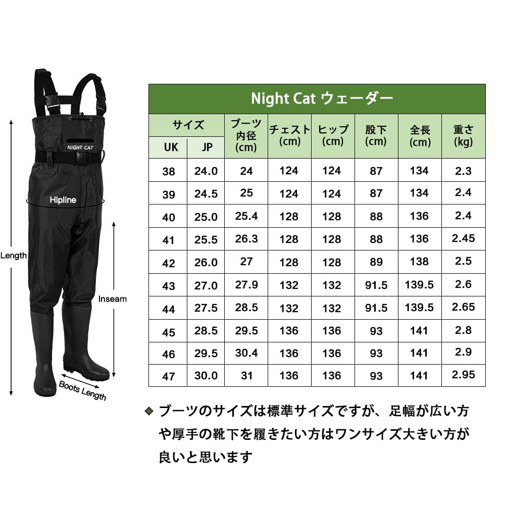 Waders for Chest High Long Mountain Stream Belt Work Clothes [Night Cat] Fishing, Waders, Body, Fishing, Radial, One-Touch Included, Ventilation,