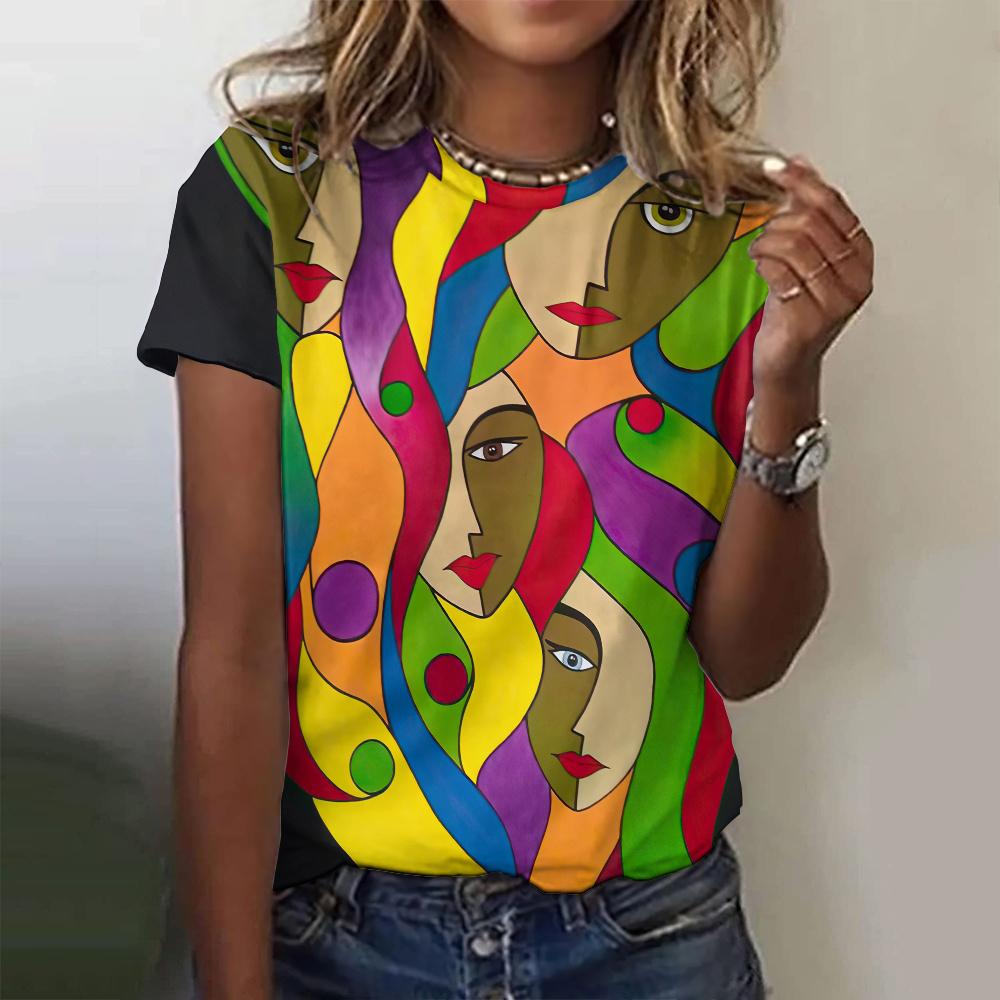 

Жіноча нова вільна футболка з коротким рукавом і круглим вирізом, 3D-друк із кумедним візерунком, вуличний індивідуальний дизайн, сенс, повсякденна мода, літня коротка футболка 2XL