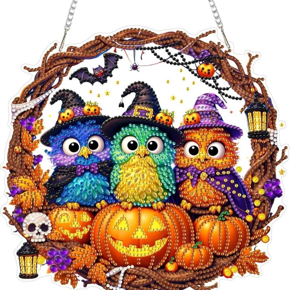 1 Set Acryl Halloween Diamantmalerei Hänge-Kits Kristall Diamantmalerei Schmuckstück Baumdekoration