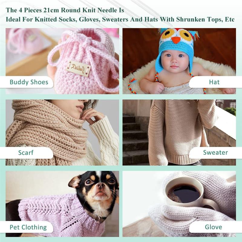 Circular Knit Needles 3pcs Knitting Metal Cable Circular Knitting Needles Set Knitting For Babies Sleeves Socks Accessories