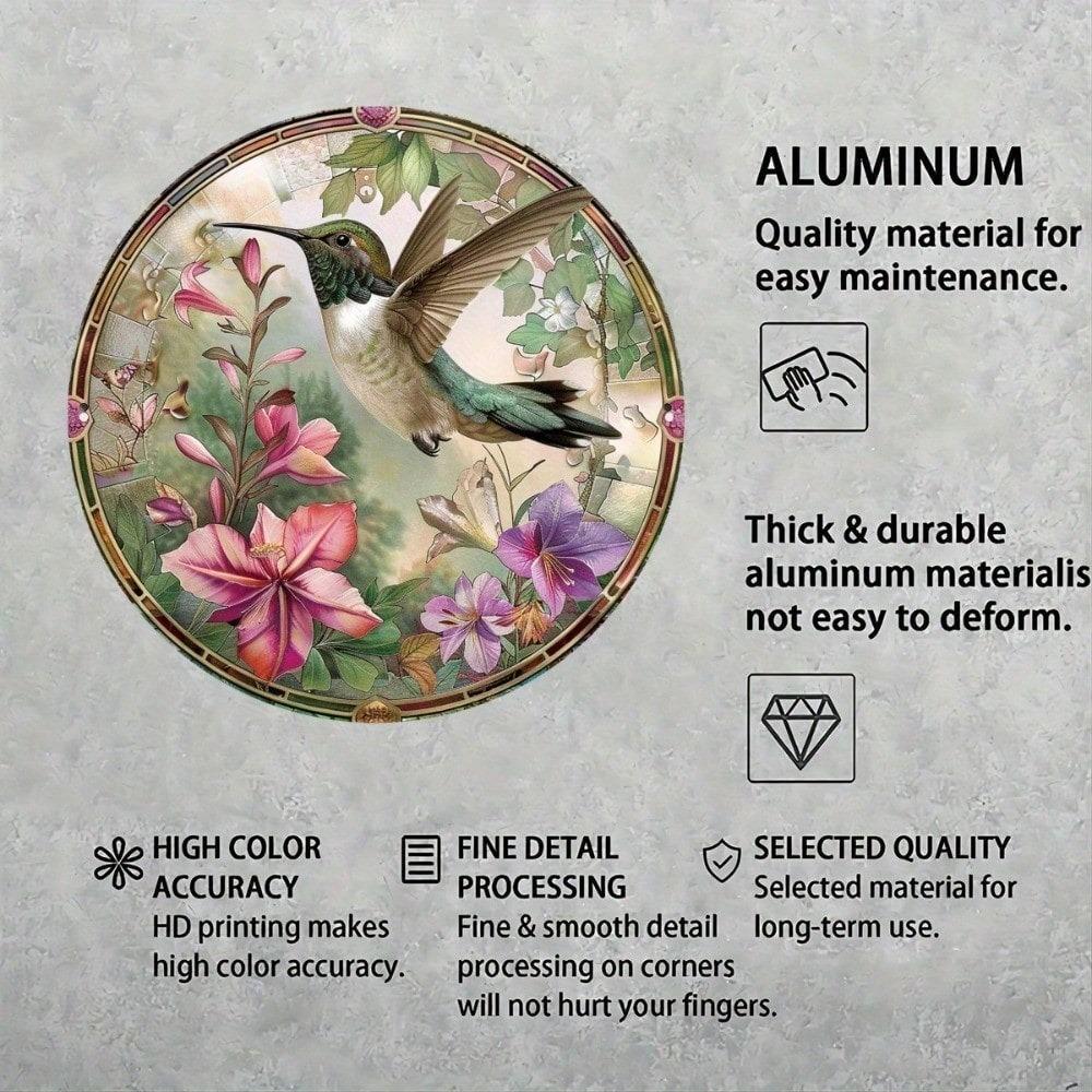Vintage Hummingbird Tin Sign 8x8 Inch Retro Metal Wall Art For Home Cafe Decor