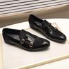 FELIX CHU Men's Patent Leather Monk Strap Dress Shoes Wedding Loafers Horse Hair Detail Casual Formal Party Gentlemen Footwear