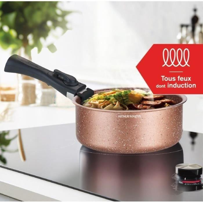 Batterie de cuisine induction - Arthur Martin - AM5865 - Aluminium - 18 pièces - Poignée amovible - Tous feux dont induction