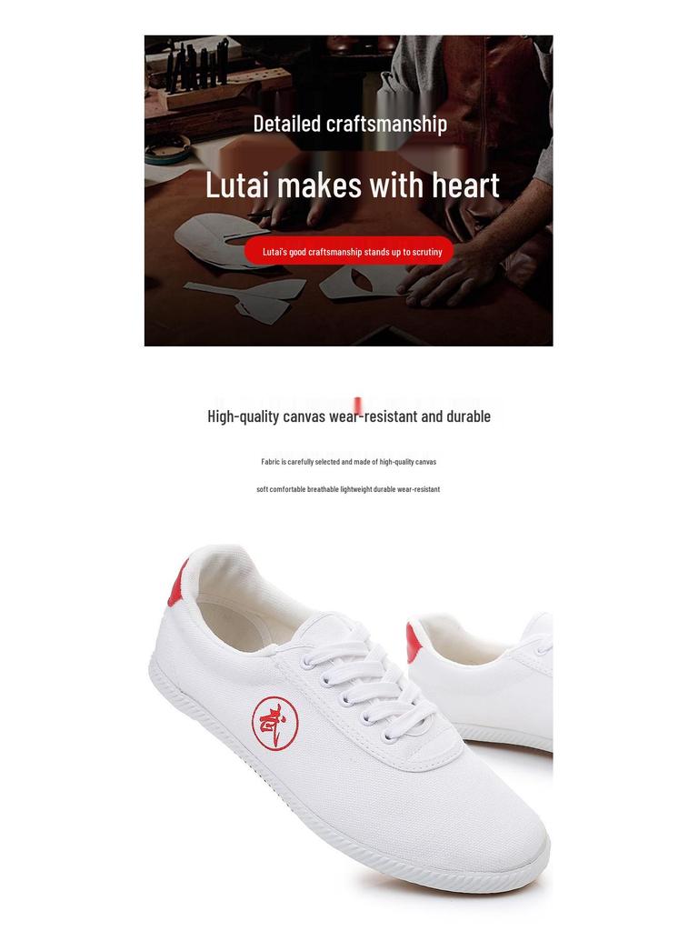 Lutai Breathable Canvas Wushu Training Shoes - Wear-resistant, Soft Sole Tai Chi Track Sneakers