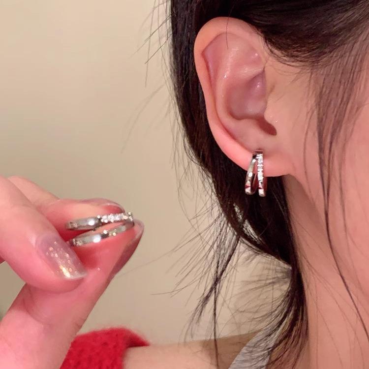 2024 New S925 Sterling Silver Micro-inlaid Ear Cuffs for Women: Unique Temperament Stud Earrings & Accessories
