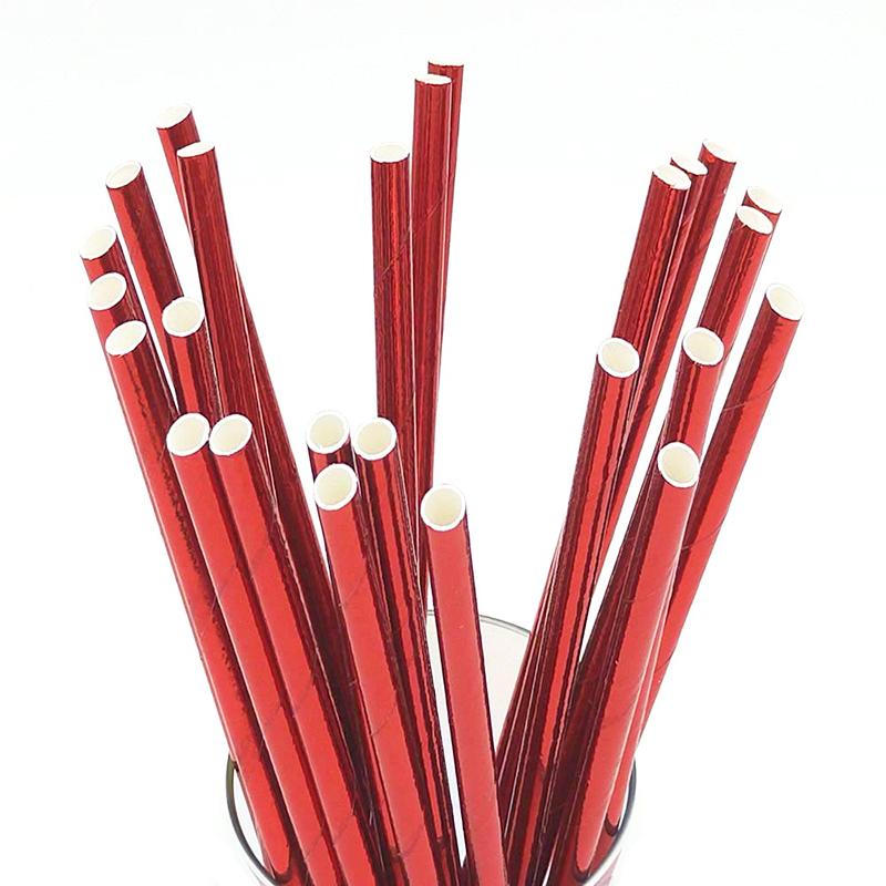 25 buc Paie de Băut de Unică Folosință din Hârtie Colorată, Folie Aurie/Argintie Curcubeu, Decor de Crăciun, Nuntă, Zi de Naștere, Articole de Petrecere