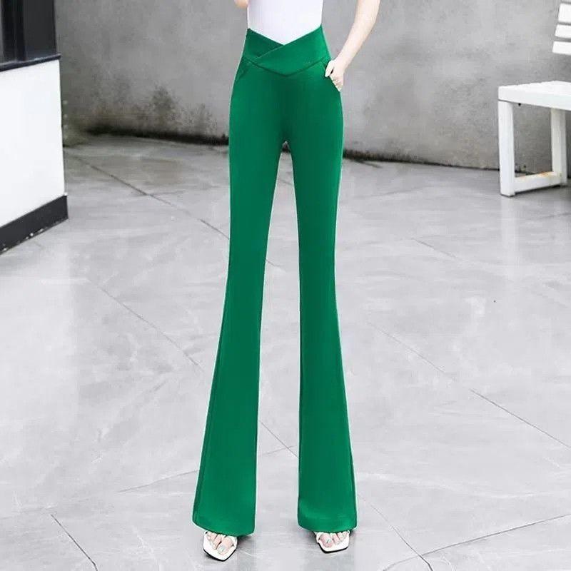 New Spring and Autumn Style Micro-flare Pants for Women with High Waist Design Niche Slim and Draped Trousers