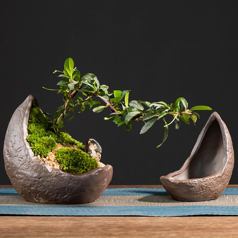 Chińska Fioletowa Piasek Półksiężycowa Doniczka Bonsai, Roślina Kwiatowa, Doniczka Sukulentowa, Wystrój Domu W Stylu Vintage Salon, Dekoracja Pulpitu