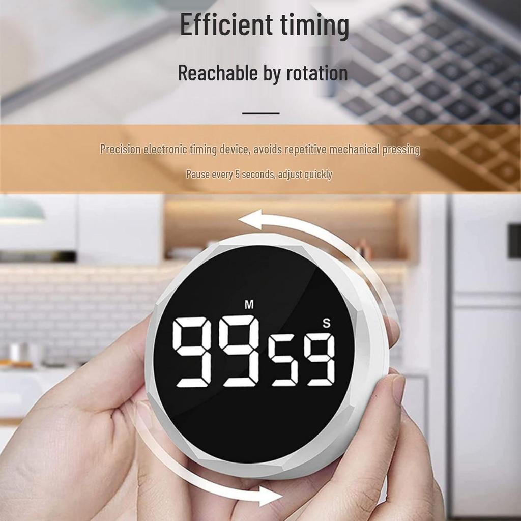 Rotating 05-Tile Timer: Student Study & Cooking Alarm Clock with Rechargeable Feature.