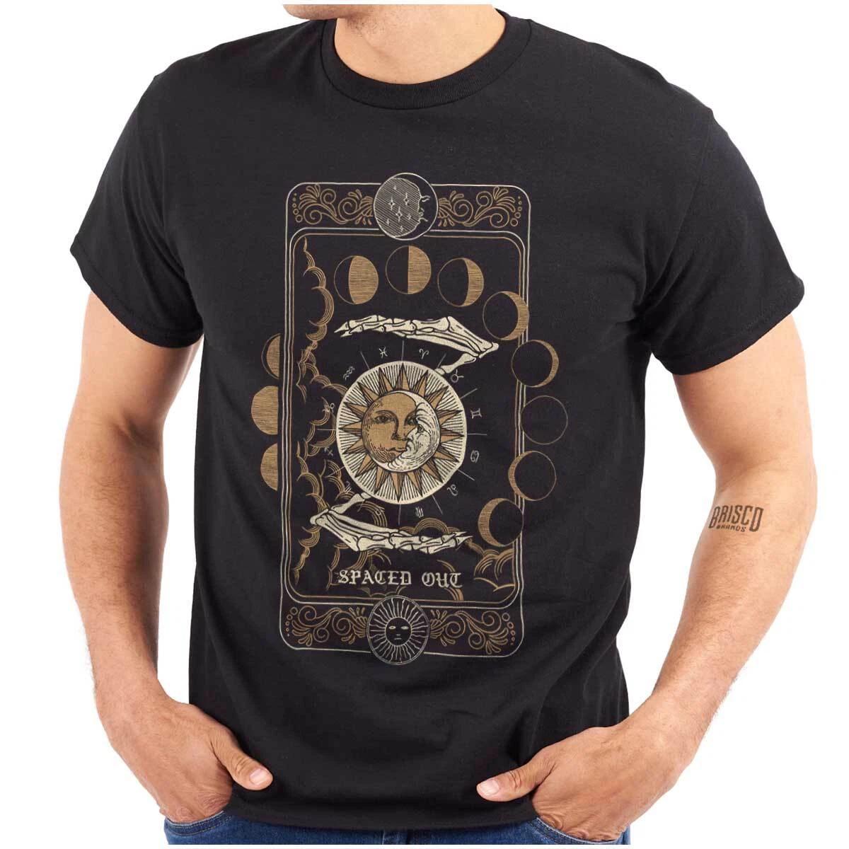 Witchy Spaced Out Celestial Sun Moon Phases Womens or Mens Crewneck T Shirt Tee S