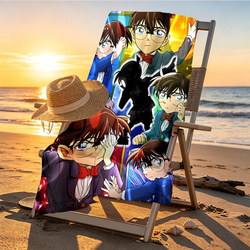 Detective Conan Print Beach Towel Design, Soft, Lightweight. for Home Bathroom, Spa, Pool, Yoga, Surfing, Camping, Gift for Family, Friend