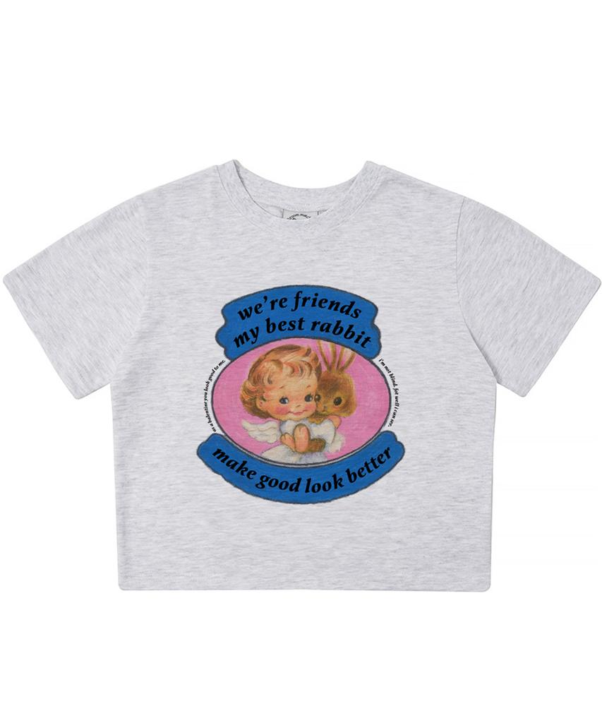MATCHGLOBE Best Friends Crop Top (Light Gray)