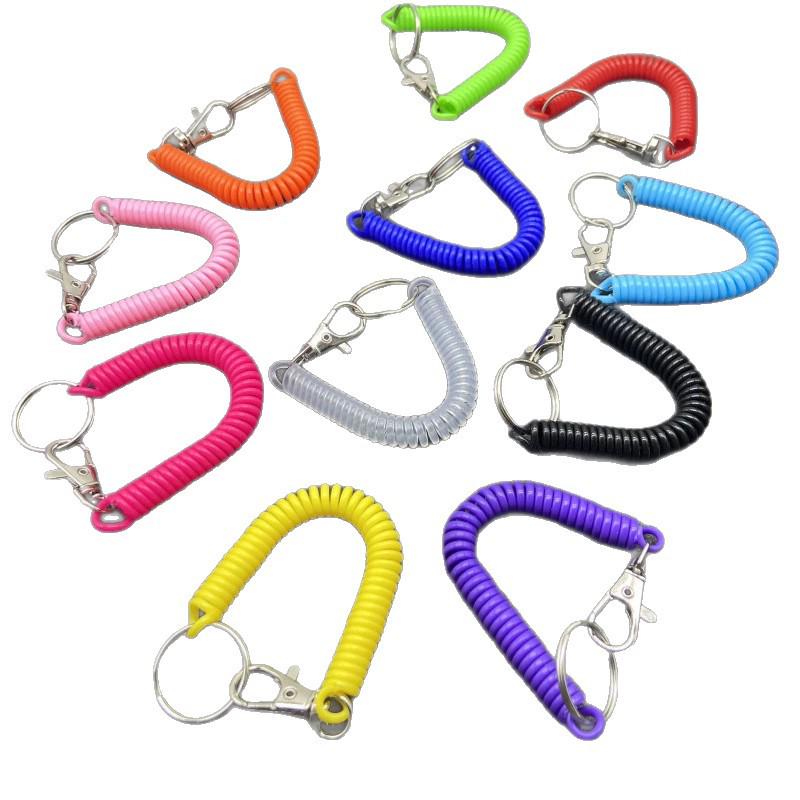 Sofort lieferbar Einziehbarer Anti-Verlust Kunststoff Feder Schlüsselanhänger & Kartenhalter Lanyard