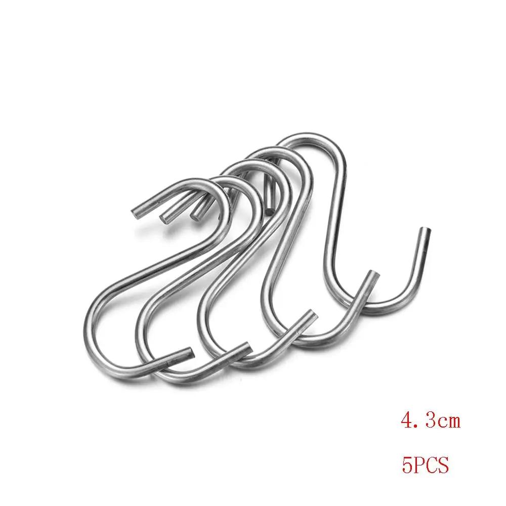 5Pcs S Shaped Hook Kitchen Household Hanger Storage Holders Organizer Stainless Steel Hooks Bathroom Storage Holder Rack