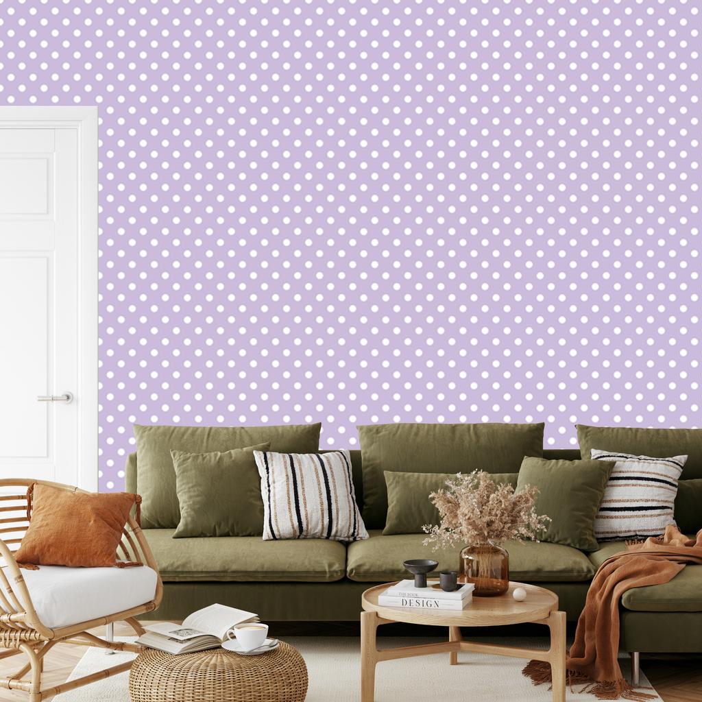 Light gray and lavender dots wallpaper for living room and bedroom 50x1000