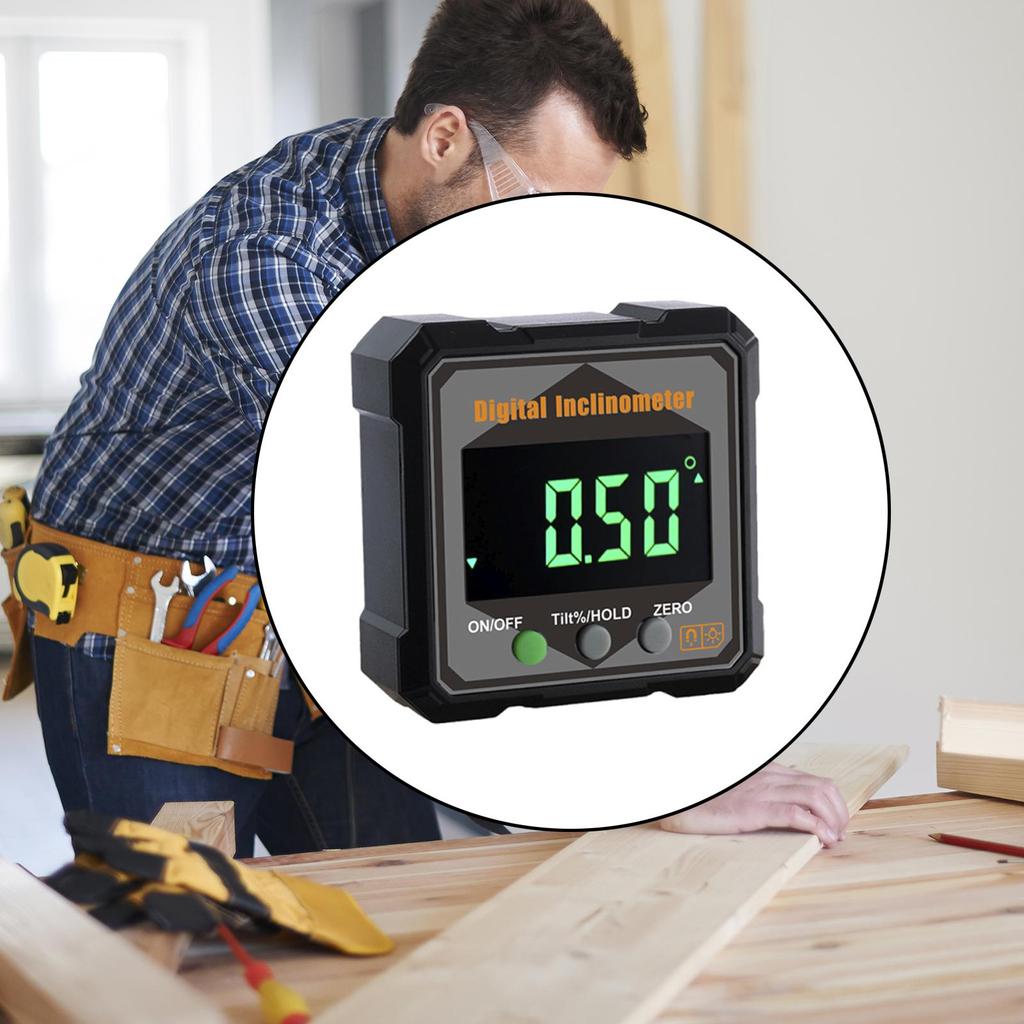 Inclinometer IP54 Digital Angle Gauge Meter for Machinery Carpentry Building Digital Angle Gauge Leveler Backlight Sturdy