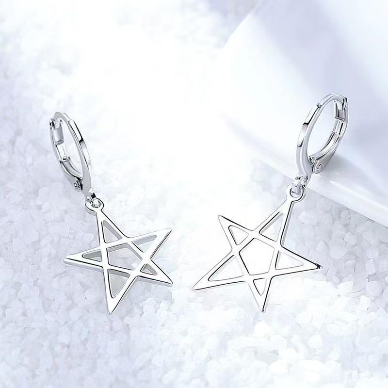 Elegant Silver Star Tassel Earrings for Women - Fashionable and Unique Hollow Design