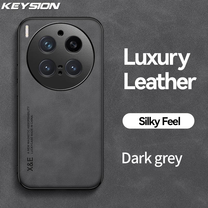 KEYSION Luxury Retro PU Leather Phone Case for VIVO X300 Pro 5G Soft Silicone+PC Shockproof Phone Back Cover for VIVO X300 Pro