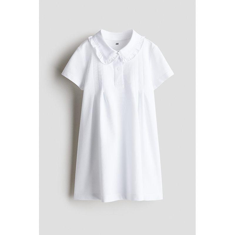 

HM Children s Clothing Girl Skirt 2025 Summer New Arrival Polo Dress Lapel Coolmax®Dress 1271961 White 110/56