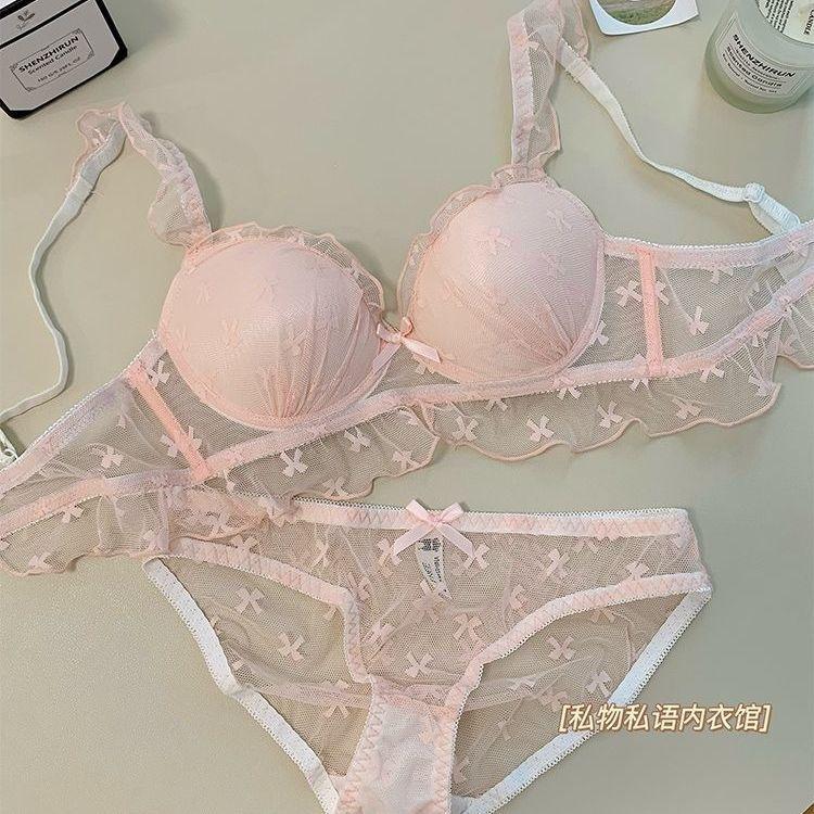 Fragrant love butterfly, underwear women's small breasts thin sexy gathering no steel ring anti-sagging girl lace bra cover