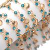 Link Chains for DIY Craft Blue Rhinestone Shell Vintage Style Tassel Chains for DIY Bracelet Supplies