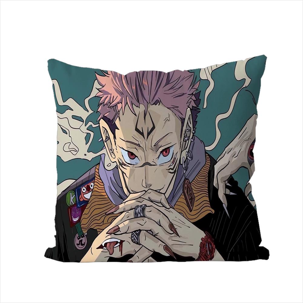 Anime Jujutsu Kaisen Pillow Case For Car Sofa Decorative Home Doublesided Print Plush Square Throw Pillow Cushion Cover