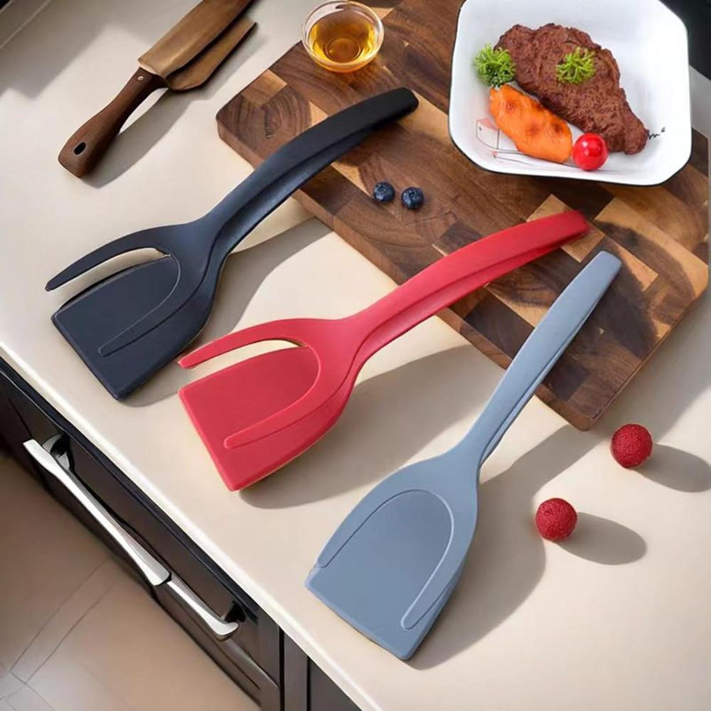 2 in 1 Spatula and Tongs, Egg Flipping Spatula, Multi-purpose Kitchen Gadget for Pancake Fish French Toast Fried Egg Bread