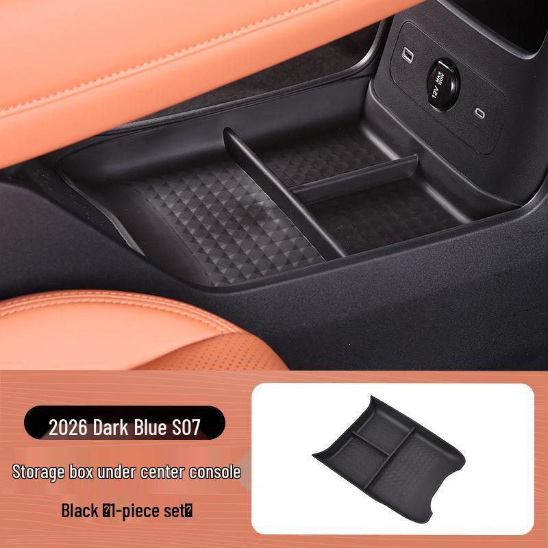 Deep Blue S07 Center Console Dual-Layer Silicone Storage Box with Lid for Car Interior.