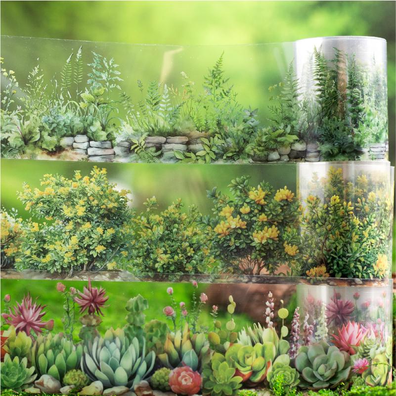 PET Tape Mountain Wild Flower Realm Series Flower Stone Landscape Outdoor Hand Account Collage Material DIY Decoration Card Gift