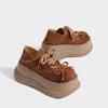 Big head muffin small man platform brown single shoes new retro platform small leather shoes women Maillard