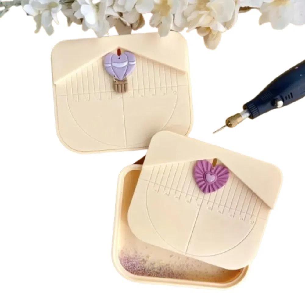 Position Stud Post Embedding Tool Grid Cover Polymer Clay Cutter EarRing Drill Stand Clay Molds