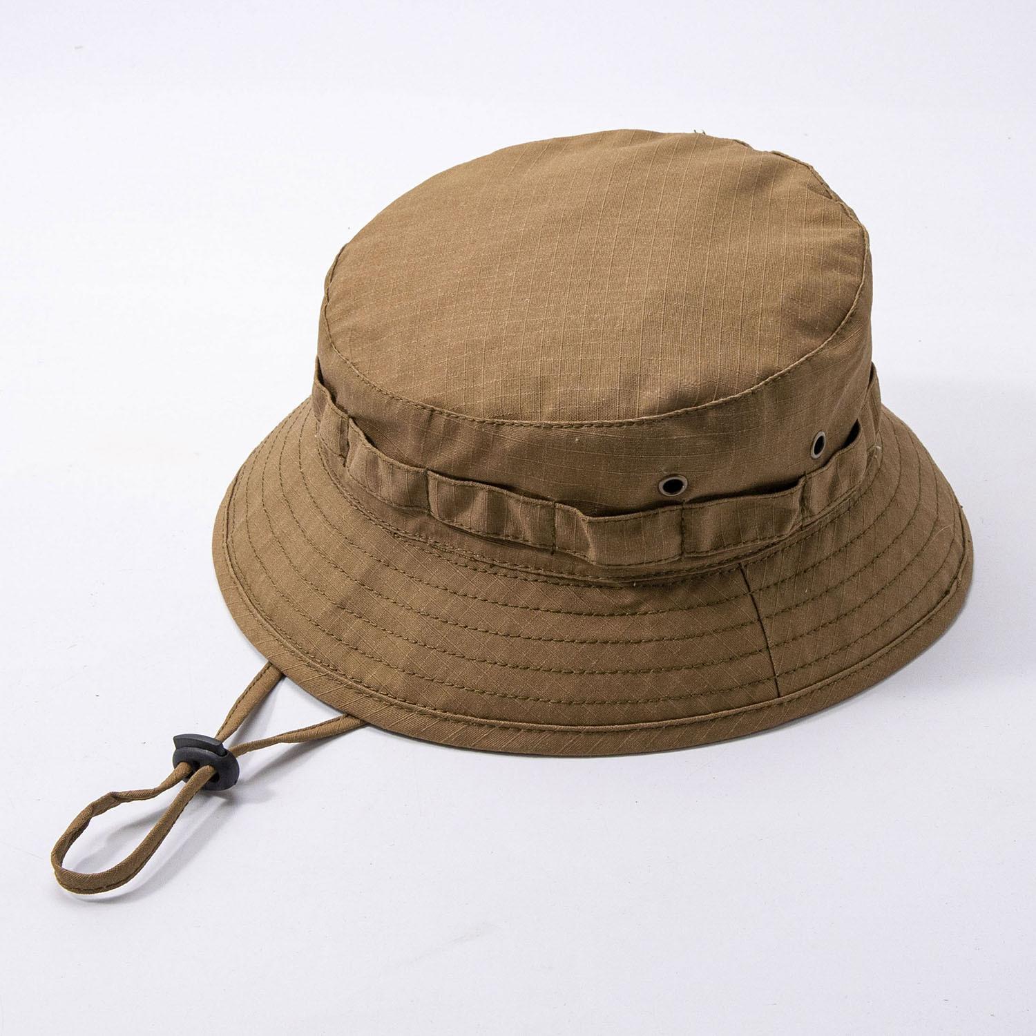 1 Stuk Tactische Camouflage Boonie Bucket Hoeden Voor Mannen, Outdoor Camouflage Vissersmuts Training Reis Winddicht Jacht Wandelen Pet Adjustable beige