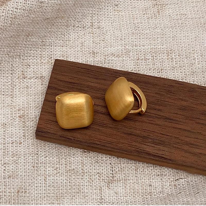 Tibetan Silver 18K Gold Plated Brushed Geometric Hoop Earrings for Women Trendy Fashion  Minimalist Accessories