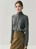 Damen Kaschmir-Strickjacke mit gerolltem Saum - Herbst/Winter Neuheit; Weicher, vielseitiger einreihiger Rollkragenpullover mit mehrknöpfigen langen Ärmeln