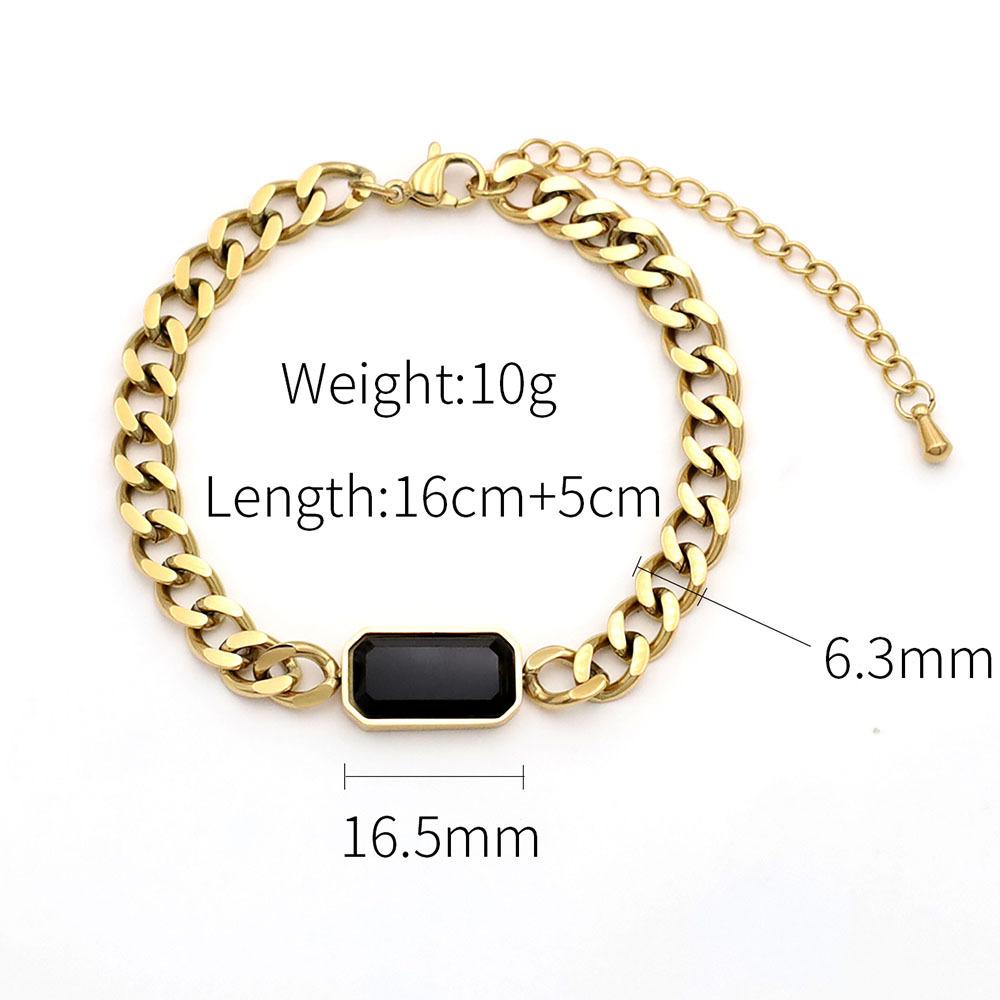 Accessories Hip Hop Style Black Square Zircon Bracelet Girls Niche Light Luxury 18K Titanium Steel Jewelry