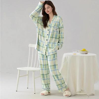 Conjunto de pijama a cuadros para mujer, pijama cálido, manga larga, pantalones largos, pijamas de otoño e invierno para niñas, pijamas cómodos, pijamas suaves, casuales