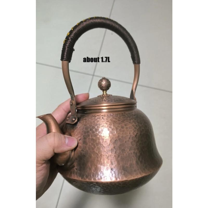 

чайник медный ручной работы с узором «чеканка молотком», утолщенный, без покрытия, для кипячения