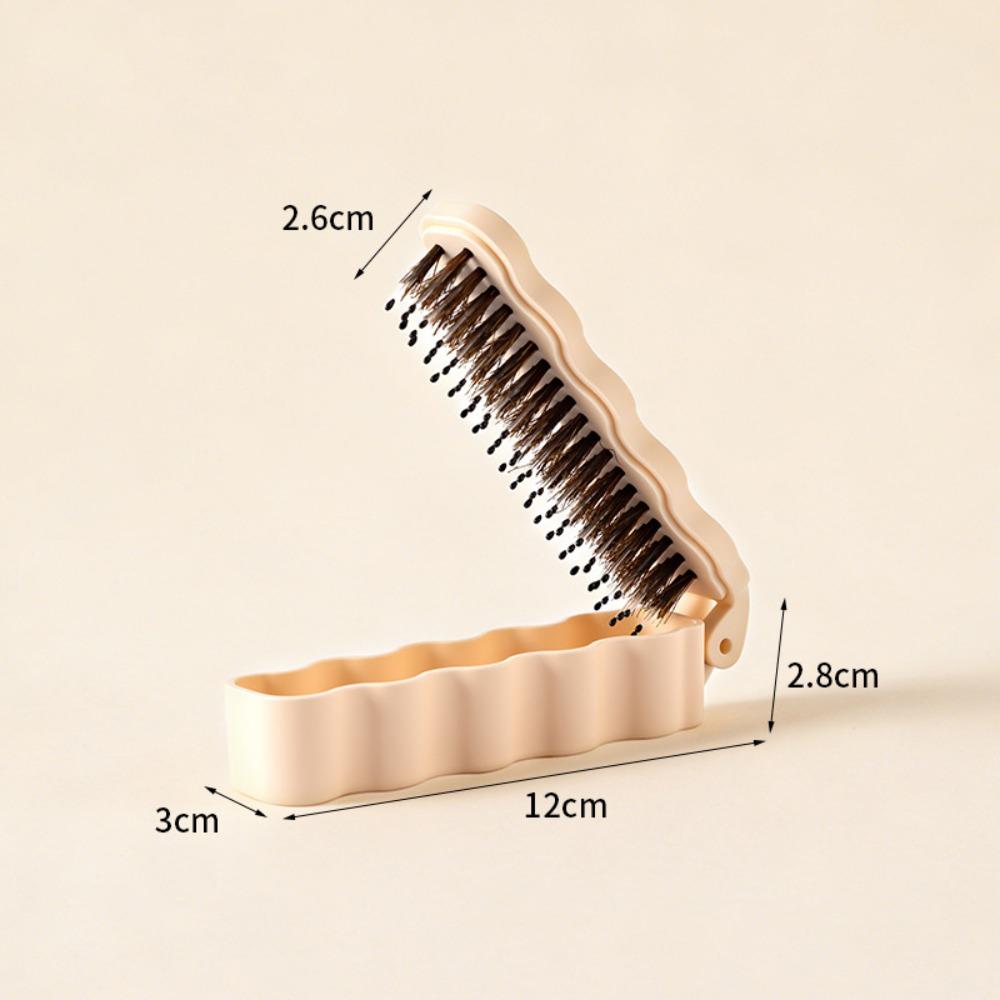 Foldable Boar Bristle Hair Brush Anti Static Durable Hair Comb Straight Curly Dual Purpose Massage Comb Hairdressing Tools бежевый
